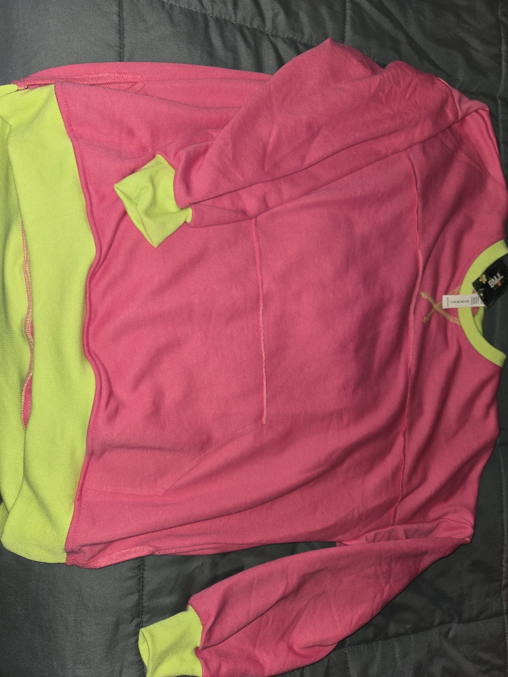 Women's Hot Pink Pullover with Lime Trim